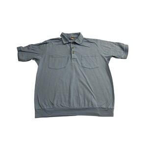 Haband Polo Shirt Mens Medium Blue Excellent Short Sleeve Banded Bottom‎ 13T